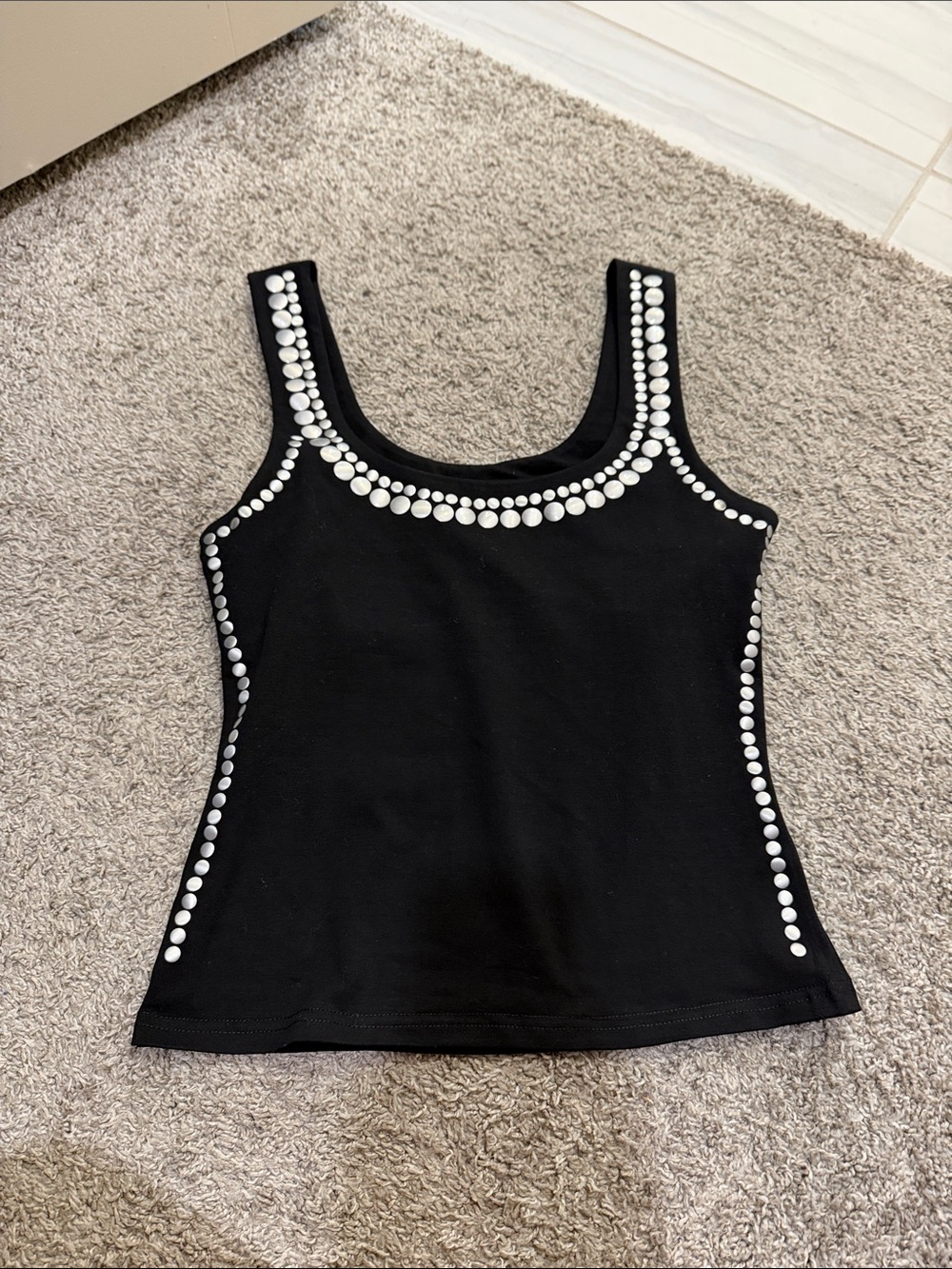 Edikted Black Tank Top with Silver Stud Trim